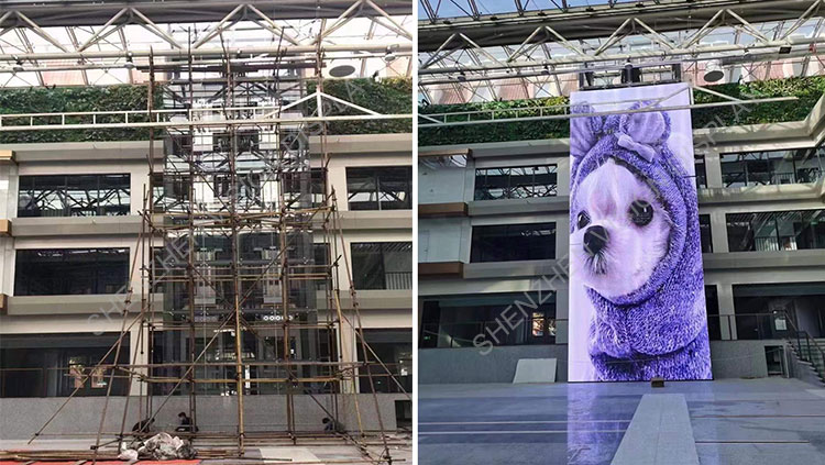 Transparent LED screen installation